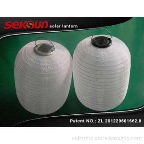 white rechargeable camping Nylon Solar Lantern with 3 LED L